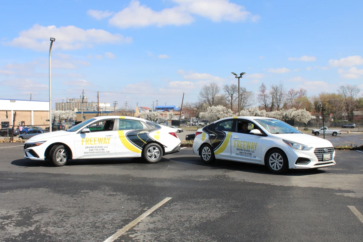Student learning to drive with MVA-certified instructor at Freeway Driving School, Prince George's County MD
