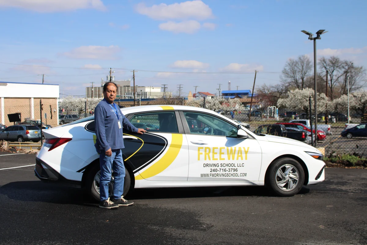 Freeway Driving School instructor with training vehicle in Prince George's County, MD